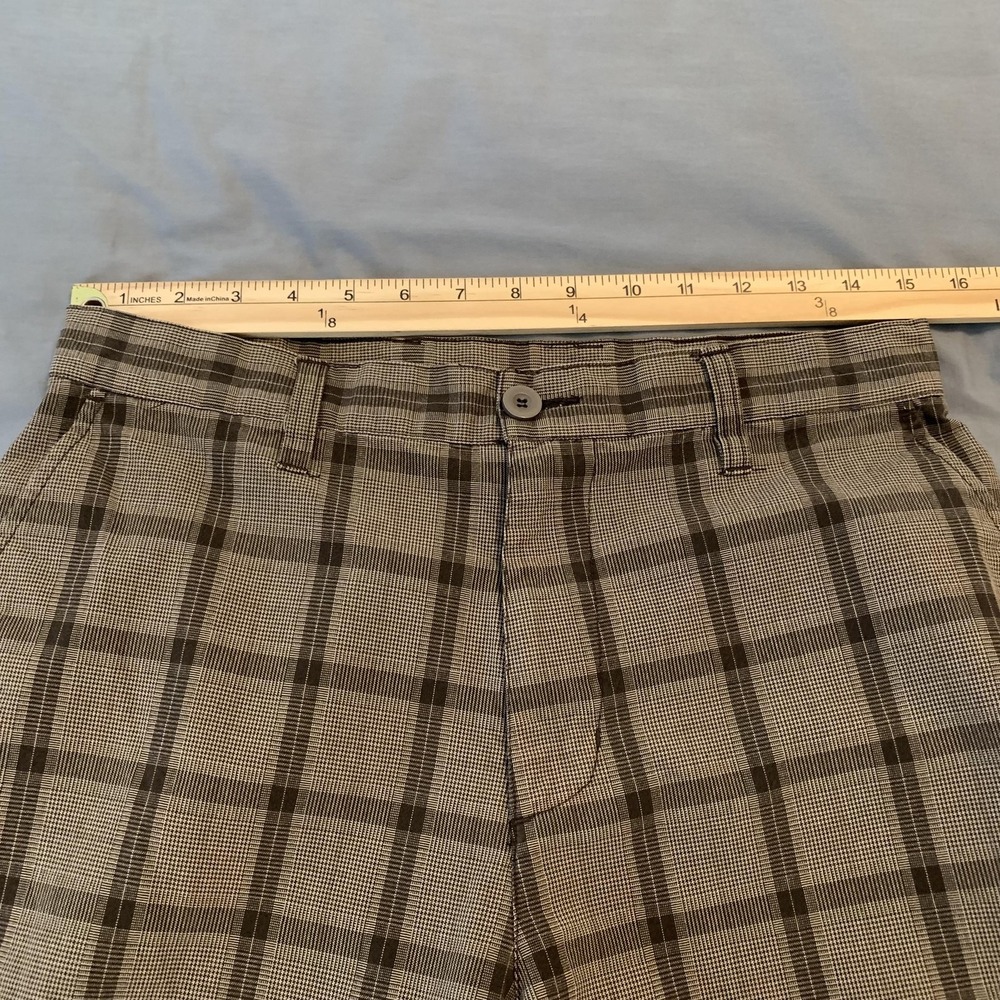 Burnside Shorts Mens 30 Brown Tan Plaid Flat Front Casual Chino Golf‎ Shorts - Picture 3 of 8